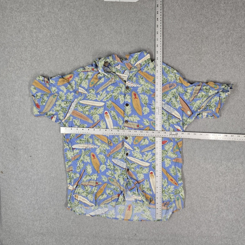 Reyn Spooner Men Button Up Shirt L Blue Dietrich Varez‎ Surfboard Print Hawaii